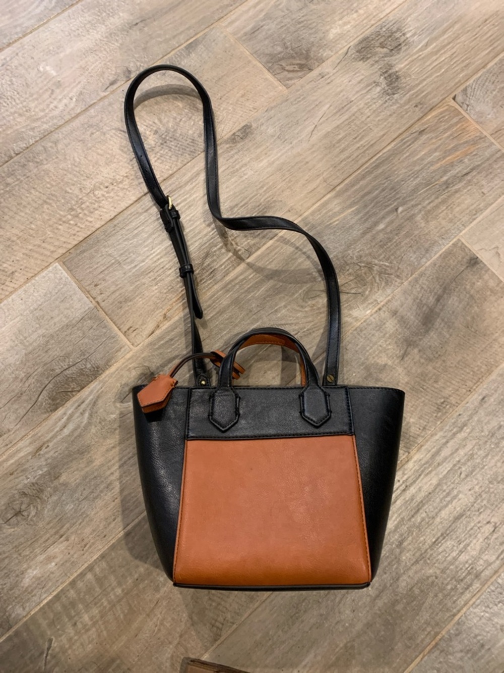 Classic J. Crew Leather Crossbody Bag - Black & Brown